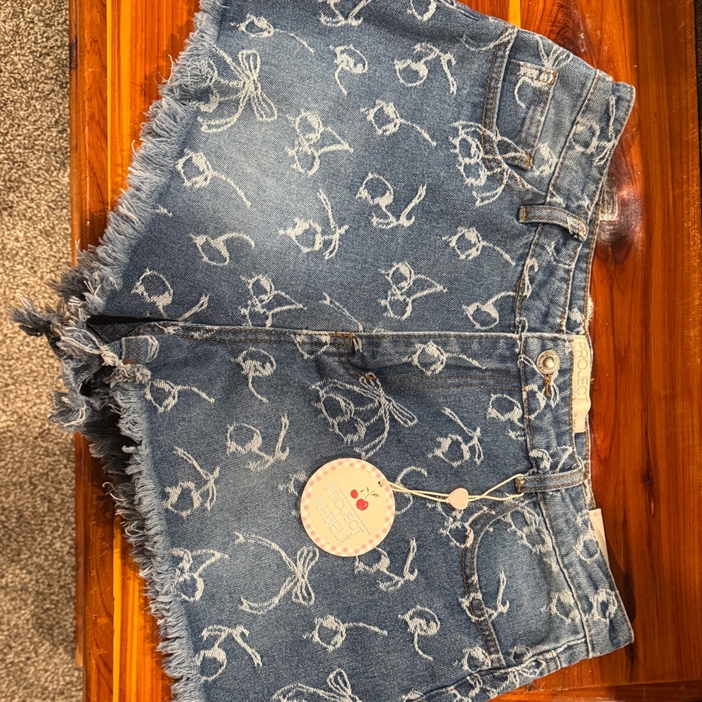 Blue Denim Cherry Shorts